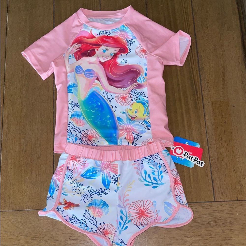 Disney Little Mermaid Pink and Blue Rashguard Set NWT